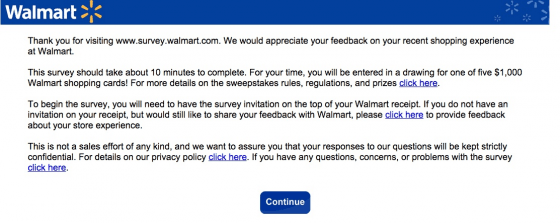 Survey Reward - Walmart