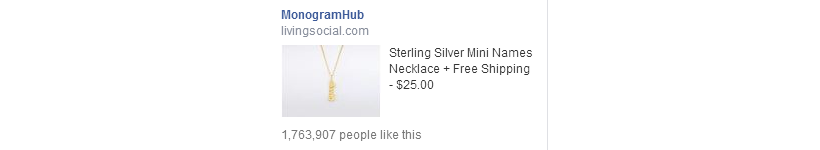 PPC Facebook jewelry ad