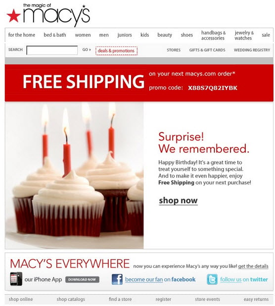 macys birthday email surprise