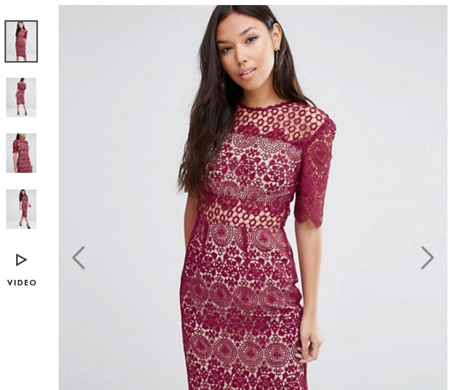 Asos uses video on product sales pages