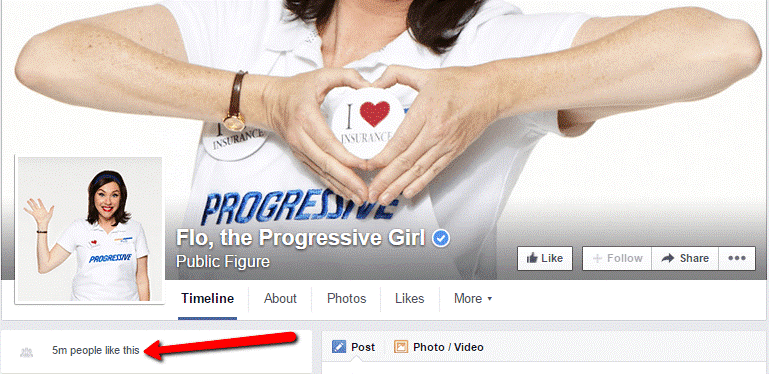 Flo the Progressive Girl Facebook follower count