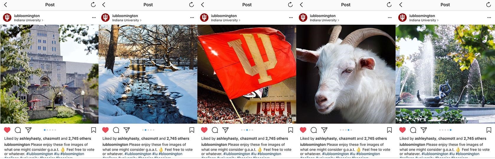 Indiana University Instagram slideshow