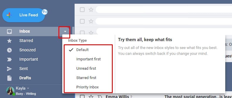 Gmail users can try out a Priority inbox that combines Starred, Important and Unread emails