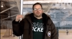 Jay Baer in an NAU Hockey jersey