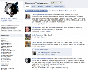 Timberwolves on Facebook page