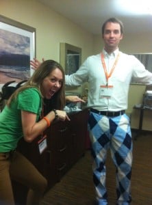 Photo of Eric, his pants, and our friend J from www.jseverydayfashion.com