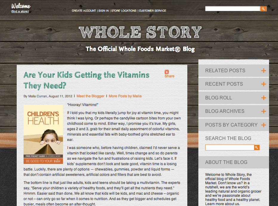 Whole Foods blog