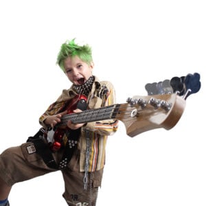 Young child with electric guitar