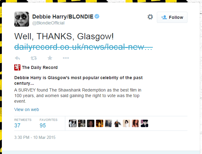 Debbie Harry tweet