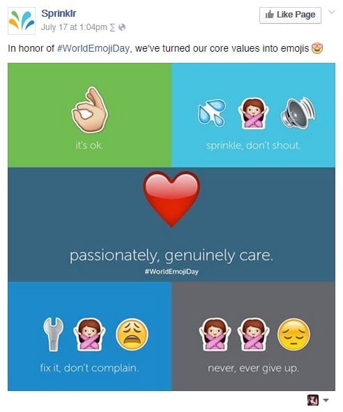 Sprinklr World Emoji Day core values