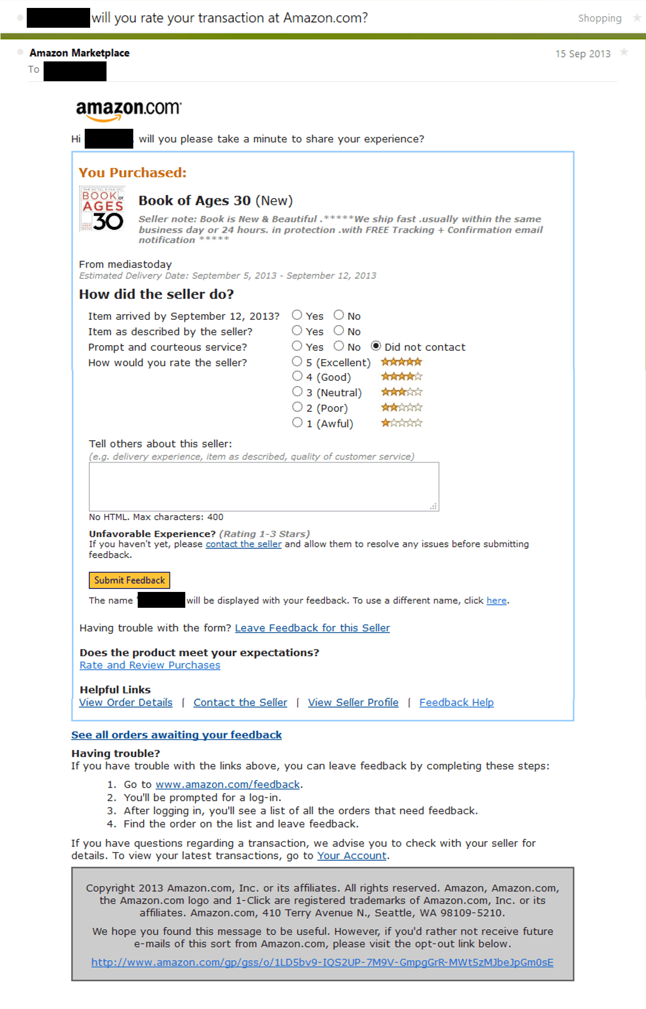 Amazon user review