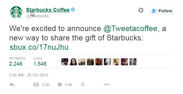 starbucks tweet a coffee