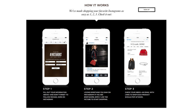 Image showing Michael Kors Instagram shopping process