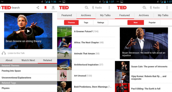 Watch video lectures with TED mobile app