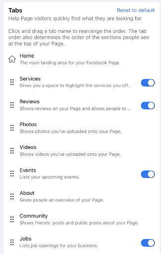 Add Facebook page tabs
