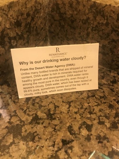 On my sink was this sign, helpfully placed by the Renaissance Hotel