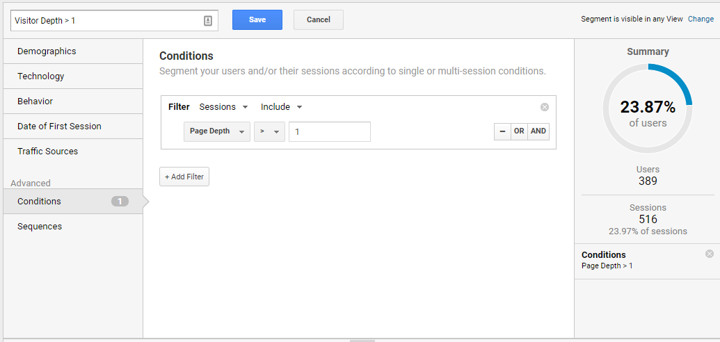 Google Analytics segmentation 4