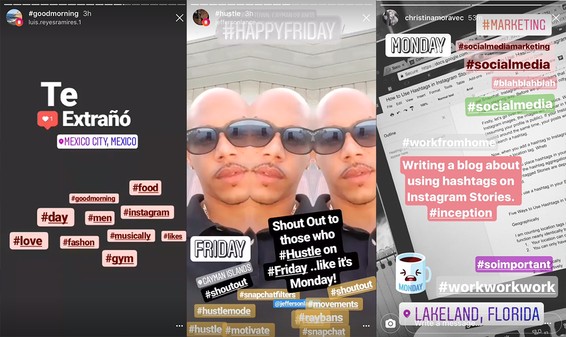 Übermäßige Hashtags in Instagram Stories