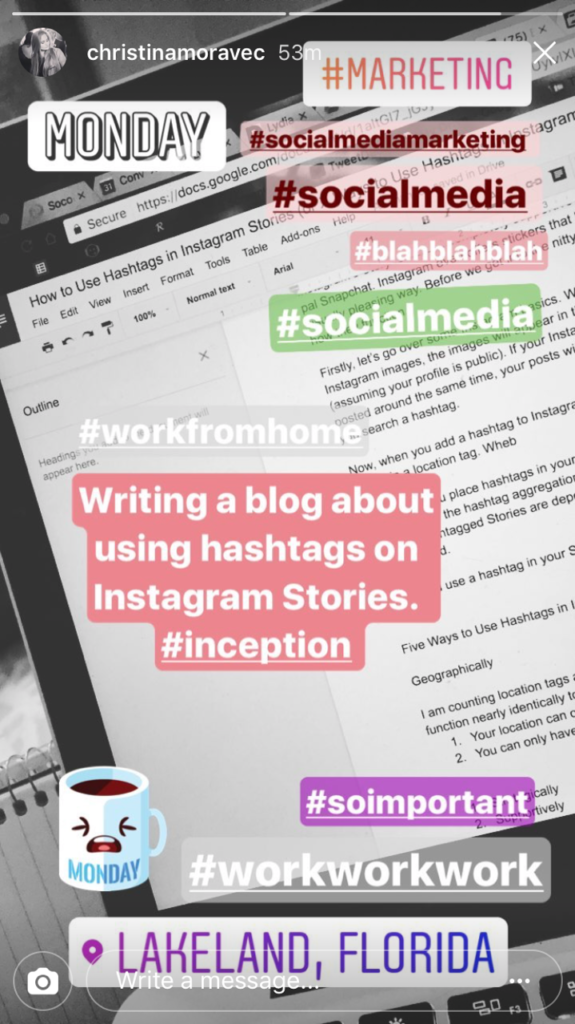 Hashtags in Instagram Stories