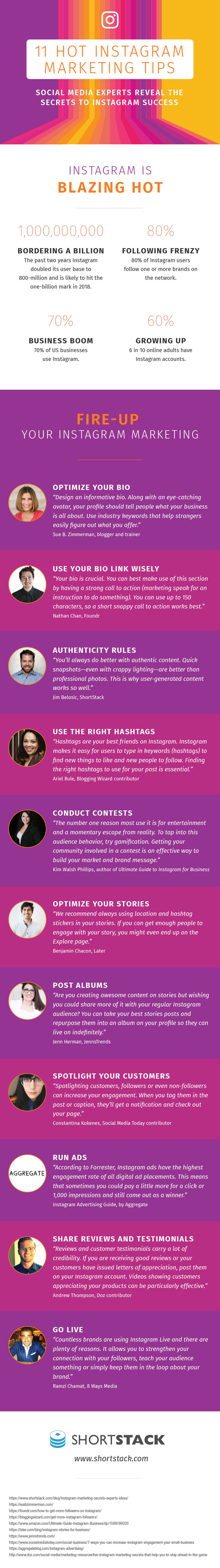 Instagram Marketing Tips from the Experts, infographic
