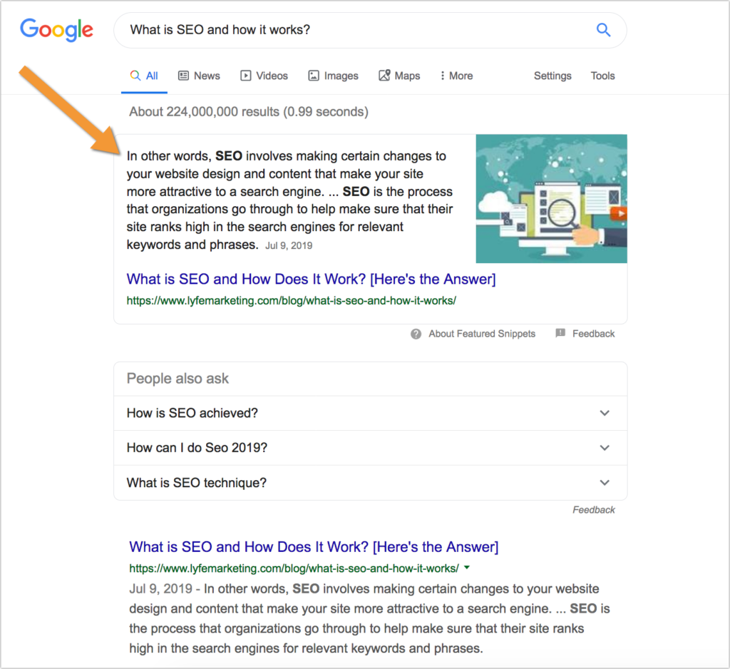 This is what featured snippets look like.