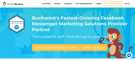 MobileMonkey homepage