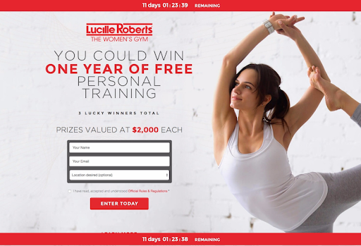 Contest Landing Page Example from Lucille Roberts