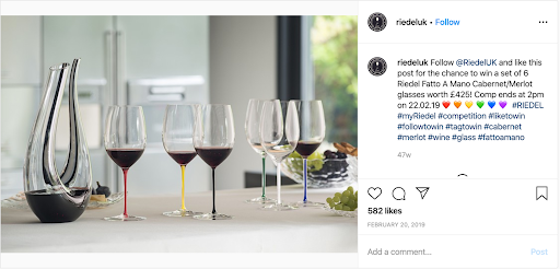 Instagram Contest Example from Riedel UK