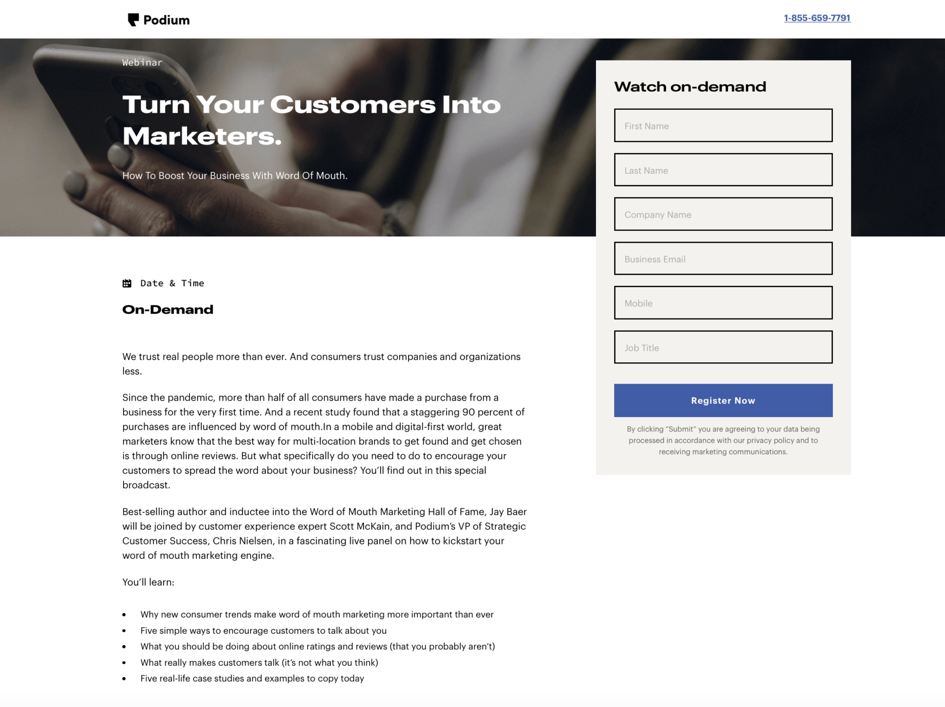 Content Marketing Example: Marketing Webinar with Podium