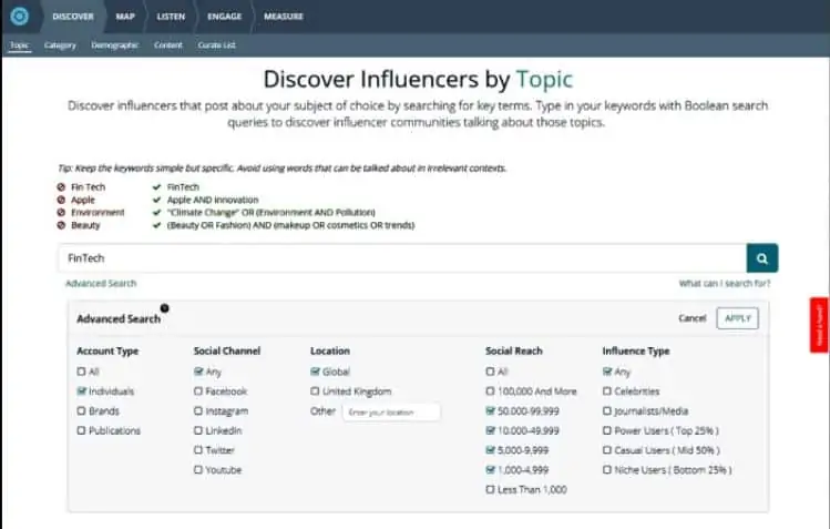 Onalytica discover influencers by topic