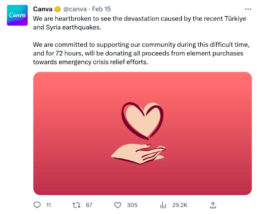 Canva shares a voice on social media