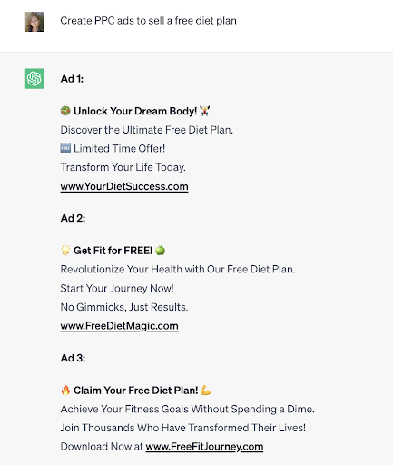 Writing PPC ads with ChatGPT