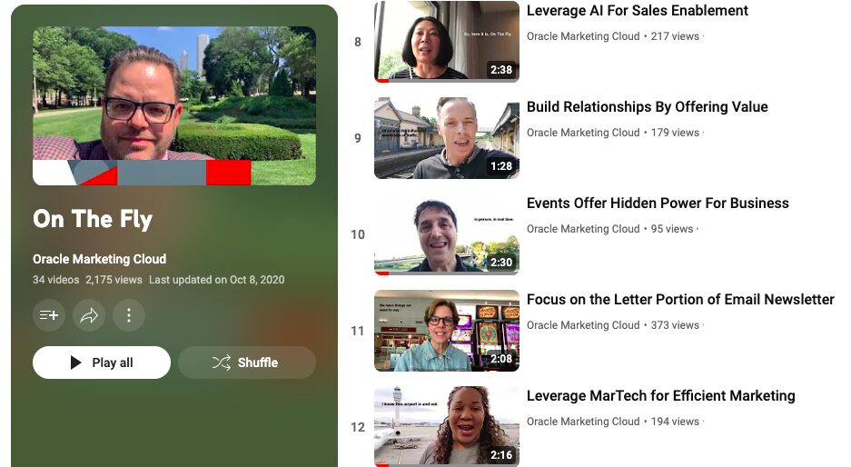 A snapshot of videos posted to the On the Fly YouTube channel.