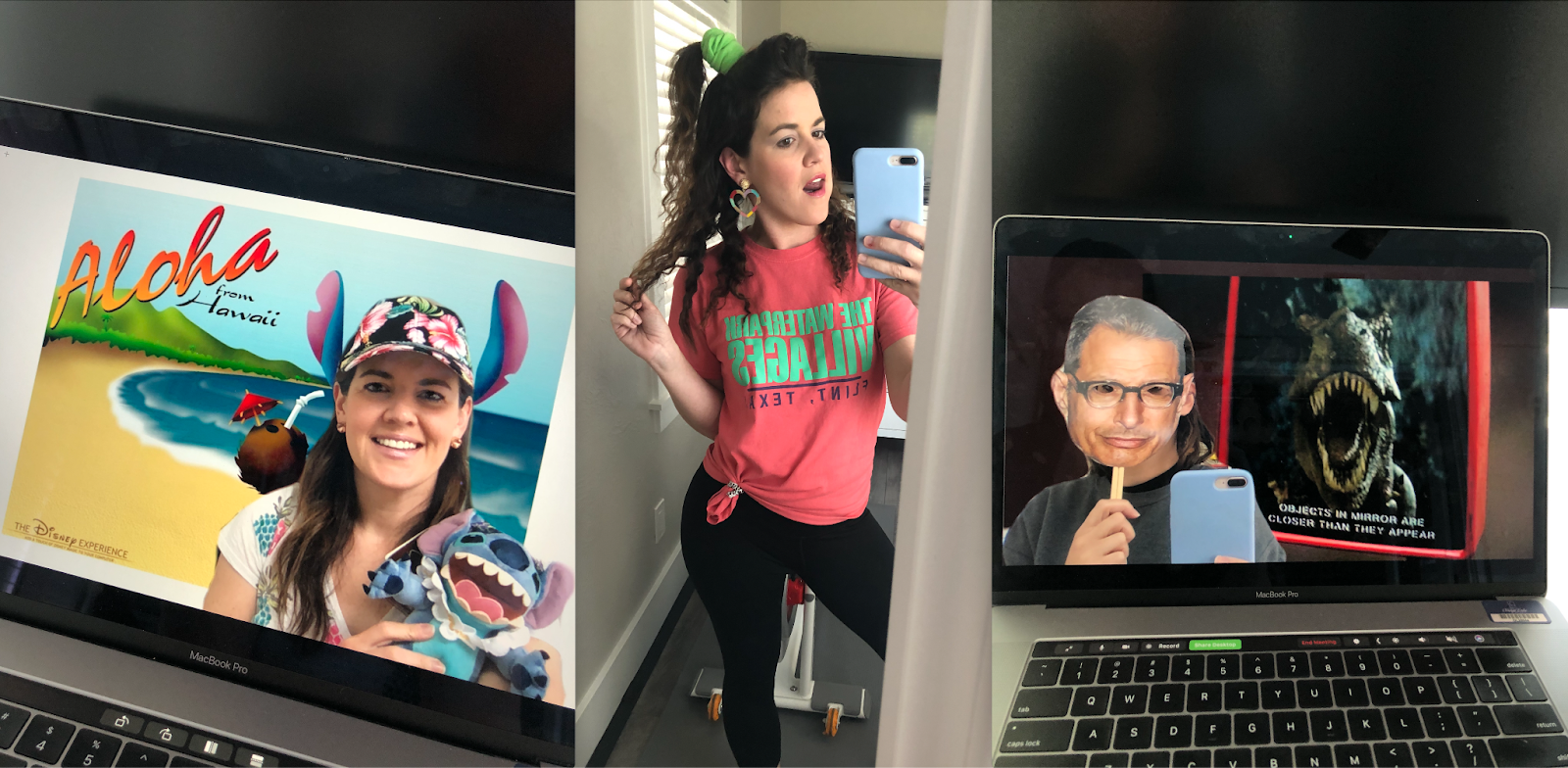 Images of "Virtual Spirit Week" looks